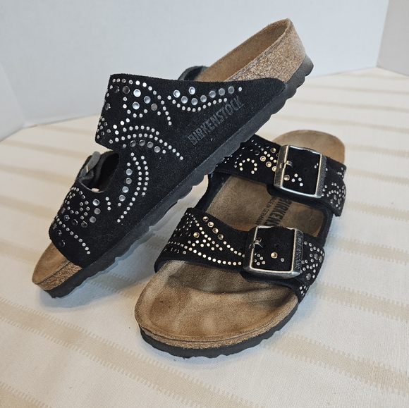 Birkenstock Black Sandals with Silver Accents - Picture 1 of 3